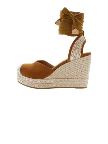 U.S. Polo Assn. Keilsandalen in Hellbraun/ Beige