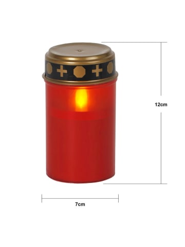 STAR Trading 4-delig set: ledgrafkaarsen "Serene" rood/goudkleurig - (H)12 x Ø 7 cm