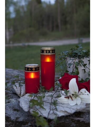 STAR Trading 4-delig set: ledgrafkaarsen "Serene" rood/goudkleurig - (H)12 x Ø 7 cm