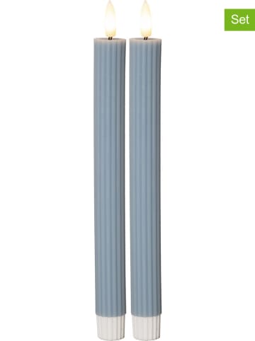 STAR Trading 2er-Set: LED-Kerzen "Flamme Stripe" in Blau - (H)25 cm