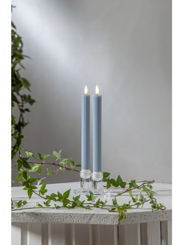 STAR Trading 2er-Set: LED-Kerzen "Flamme Stripe" in Blau - (H)25 cm