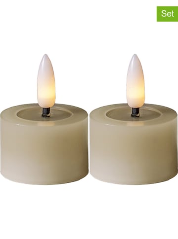 STAR Trading 2er-Set: LED-Windlicht "Flamme Flow" in Beige - (H)5 x Ø 4 cm