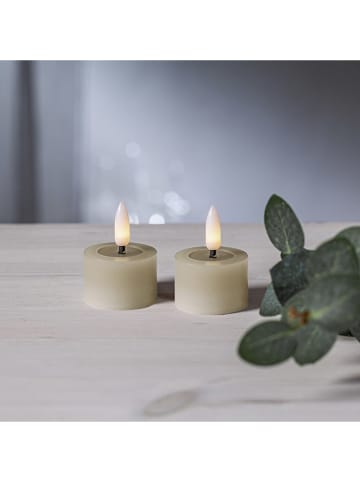 STAR Trading 2-delige set: ledwindlichten "Flamme Flow" beige - (H)5 x Ø 4 cm