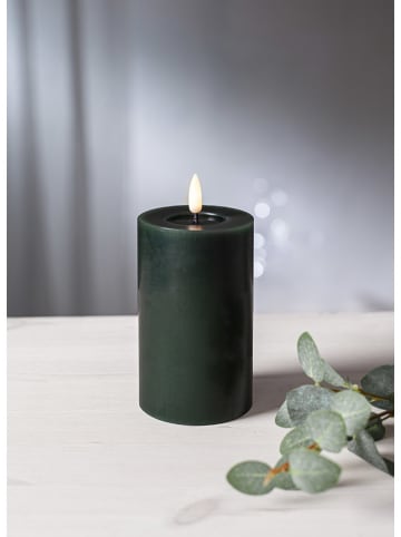 STAR Trading Ledwindlicht "Flamme Flow Pillar" donkergroen - (H)15 x Ø 7,5 cm