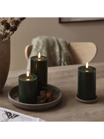 STAR Trading Ledwindlicht "Flamme Flow Pillar" donkergroen - (H)17,5 x Ø 7,5 cm