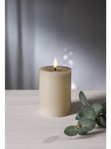 STAR Trading LED-Windlicht "Flamme Flow Pillar" in Beige - (H)12,5 x Ø 7,5 cm