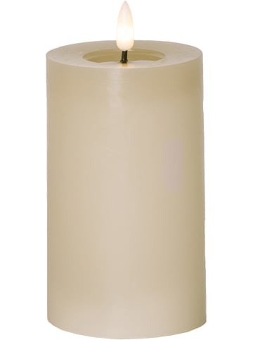 STAR Trading Ledwindlicht "Flamme Flow Pillar" beige - (H)15 x Ø 7,5 cm