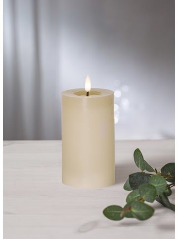 STAR Trading Ledwindlicht "Flamme Flow Pillar" beige - (H)15 x Ø 7,5 cm