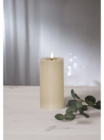 STAR Trading LED-Windlicht "Flamme Flow Pillar" in Beige - (H)17,5 x Ø 7,5 cm