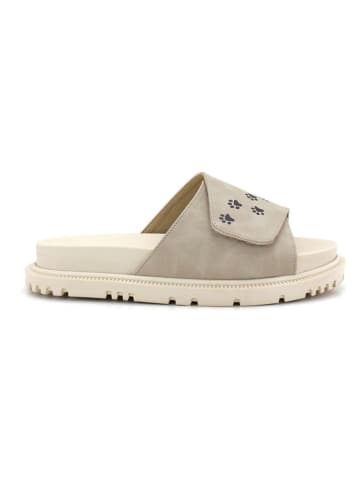 Goby Leren slippers beige