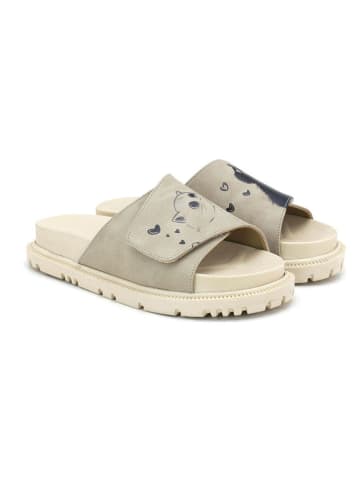 Goby Leder-Pantoletten in Beige