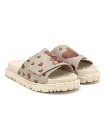 Goby Leren slippers beige
