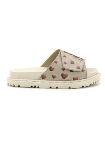 Goby Leren slippers beige