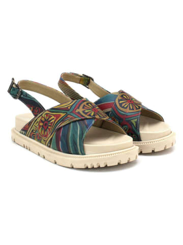 Goby Leren sandalen beige/meerkleurig