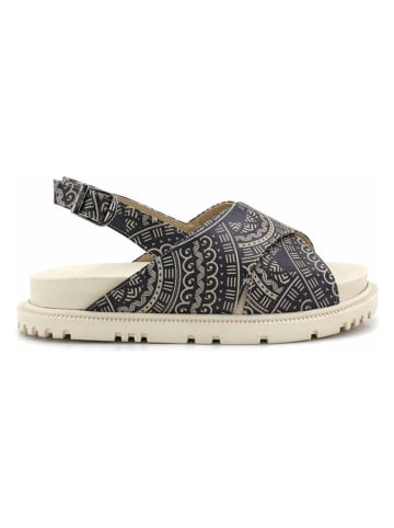 Goby Leder-Sandalen in Beige/ Anthrazit