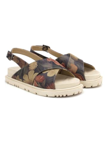 Goby Leder-Sandalen in Beige/ Anthrazit