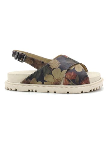 Goby Leder-Sandalen in Beige/ Anthrazit
