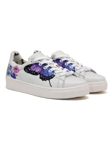 Goby Leder-Sneakers in Weiß/ Blau/ Lila