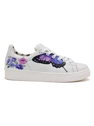 Goby Skórzane sneakersy w kolorze biało-niebiesko-fioletowym