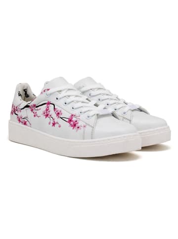 Goby Leder-Sneakers in Weiß/ Pink