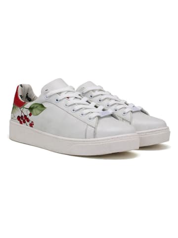 Goby Leder-Sneakers in Weiß/ Rot/ Grün