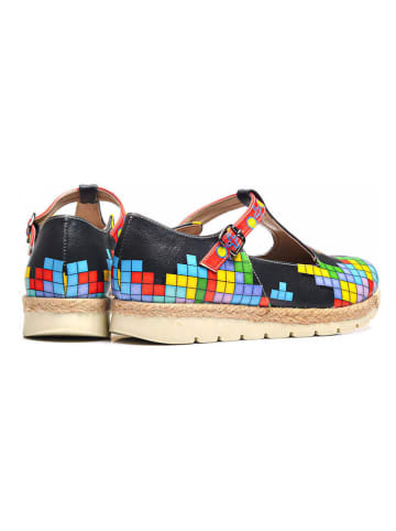 Goby Leder-Ballerinas in Schwarz/ Bunt