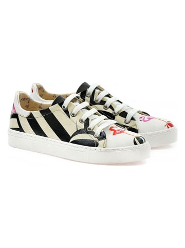 Goby Leren sneakers crème/zwart/wit