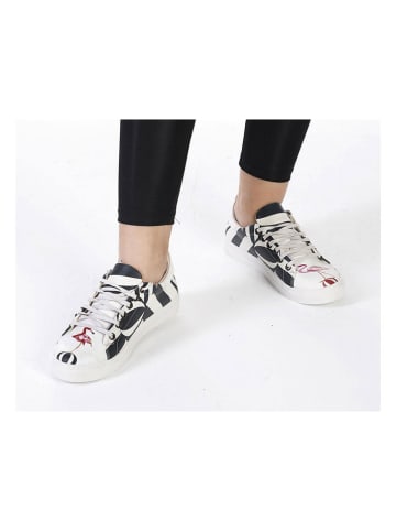 Goby Leder-Sneakers in Creme/ Schwarz/ Weiß