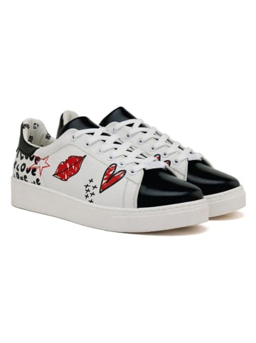 Goby Leder-Sneakers in Schwarz/ Weiß