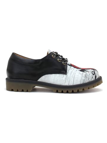 Goby Leren veterschoenen zwart/wit/rood