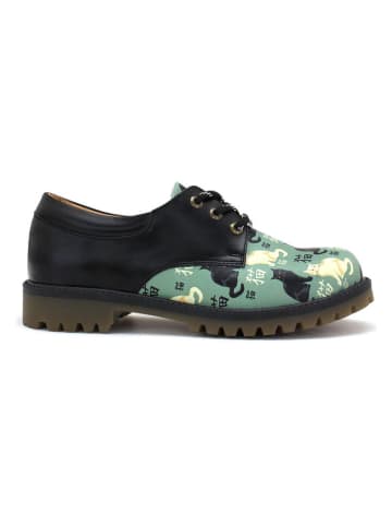 Goby Leder-Schnürschuhe in Schwarz/ Grün