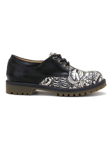 Goby Leder-Schnürschuhe in Schwarz/ Creme