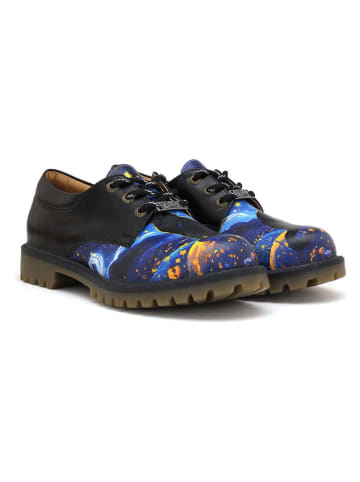 Goby Leder-Schnürschuhe in Schwarz/ Dunkelblau
