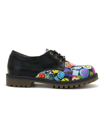 Goby Leder-Schnürschuhe in Schwarz/ Bunt