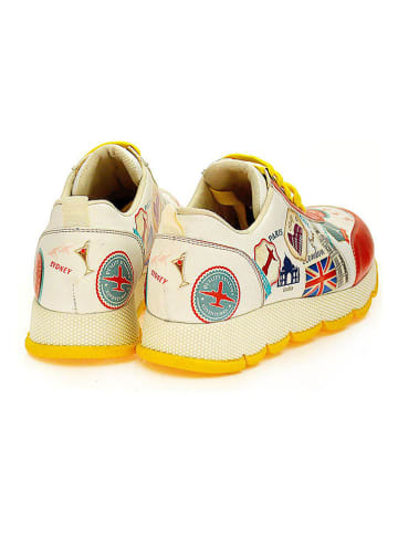 Goby Leder-Sneakers in Creme/ Rot/ Gelb