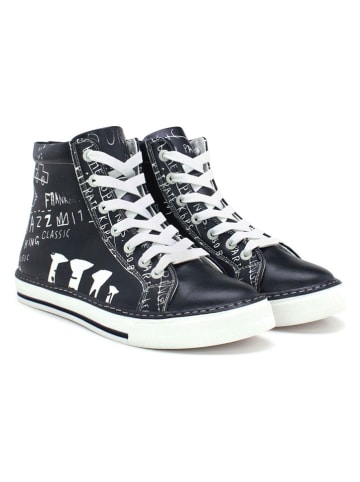 Goby Leder-Sneakers in Schwarz/ Weiß