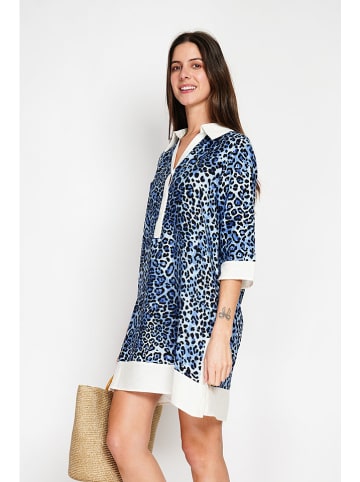 William de Faye Kleid in Weiß/ Dunkelblau