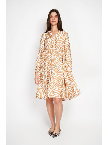 William de Faye Kleid in Beige/ Weiß