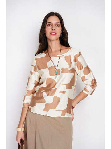 William de Faye Blouse lichtbruin/wit