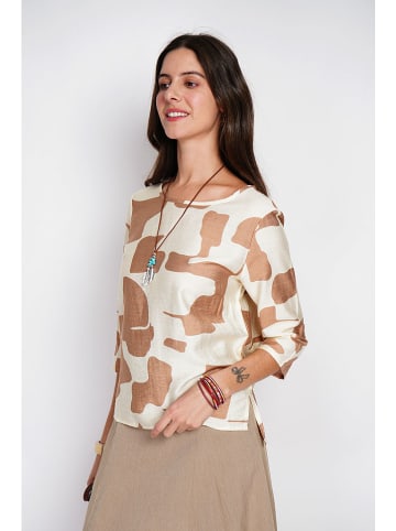 William de Faye Blouse lichtbruin/wit