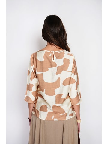 William de Faye Blouse lichtbruin/wit