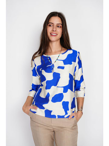 William de Faye Bluse in Blau/ Weiß