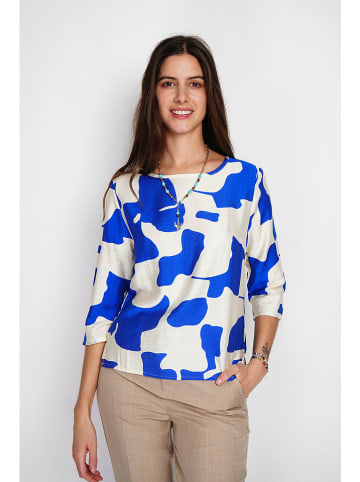 William de Faye Blouse blauw/wit