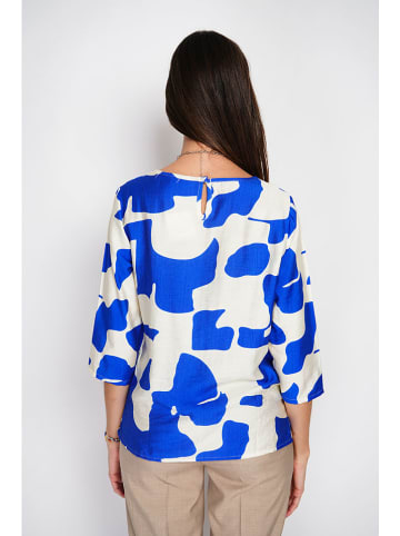 William de Faye Bluse in Blau/ Weiß