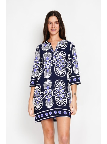William de Faye Kleid in Dunkelblau/ Weiß