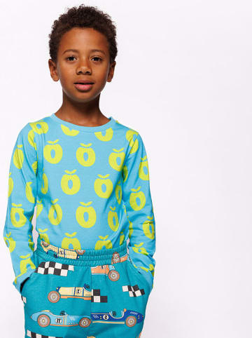 Småfolk Longsleeve "Äpfel" in Türkis/ Grün