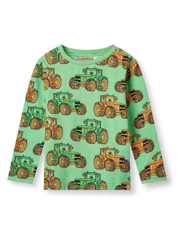 Småfolk Longsleeve "Traktoren" in Grün/ Bunt