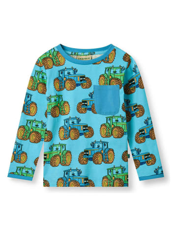 Småfolk Longsleeve "Traktoren" in Hellblau/ Bunt