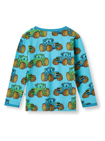 Småfolk Longsleeve "Traktoren" in Hellblau/ Bunt