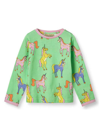 Småfolk Longsleeve "Einhörner" in Grün/ Bunt